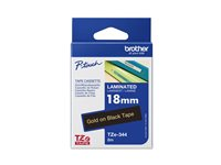 Brother TZe-344 - Standardlim - guld på svart - Rulle (1,8 cm x 8 m) 1 kassett(er) bandlaminat - för Brother PT-D600; P-Touch PT-18, 3600, 9800, D450, D800, E500, E550, H101, H500, P750, P900 TZE344