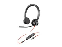 HP Poly Blackwire 3325 - Blackwire 3300 series - headset - på örat - kabelansluten - 3,5 mm kontakt, USB-C - svart 76J22AA