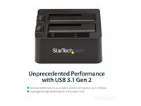StarTech.com Dual-Bay USB 3.1 to SATA Hard Drive Docking Station, USB 3.1 (10 Gbps) Hard Drive Dock, External 2.53.5 SATA IIIIII, SSDHDD Docking Station, Hot-Swap Hard Drive Bay - Top-Loading - Kontrollerkort - 2.5", 3.5" - USB 3.1 (Gen 2) - svart SDOCK2U313