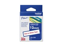 Brother TZe-232 - Standardlim - rött på vitt - Rulle (1,2 cm x 8 m) 1 kassett(er) bandlaminat - för Brother PT-D210, D600, H110; P-Touch PT-1005, D200, D450, E550, H105, H110, P300, P900 TZE232