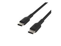 Belkin BoostCharge - USB-kabel - USB-C (hane) till USB-C (hane) - USB 2.0 - 20 V - 3 A - 15 cm - USB Power Delivery (60W), braided - svart CAB004BT0MBK