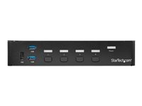 StarTech.com DisplayPort KVM-switch med 4 portar - USB 3.0 - 4K 30 Hz - Omkopplare för tangentbord/video/mus/USB - 4 x KVM/ljud/USB + 3 x SuperSpeed USB - 1 lokal användare - rackmonterbar - Växelström 120/230 V/likström 9 - 12 V - för P/N: SV431RACK SV431DPU3A2