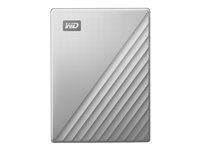 WD My Passport Ultra WDBFTM0040BSL - Hårddisk - krypterat - 4 TB - extern (portabel) - USB 3.0 (USB-C kontakt) - 256 bitars AES - silver WDBFTM0040BSL-WESN