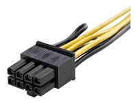 StarTech.com PCI Express 6 pin to 8 pin Power Adapter Cable - Strömadapter - 6-stifts PCIe-ström (hona) till 8-stifts PCIe-ström (hane) - 15.5 cm - gul - för P/N: ATX2POWER430, ATX2POWER530 PCIEX68ADAP