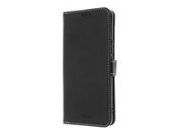 Insmat - Vikbart fodral för mobiltelefon - genuint läder, bomullssömmar, kartong+papper+aluminiumfolie, termoplastisk polyuretan (TPU) - svart - för Honor Magic 6 Lite 650-3241