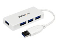 StarTech.com Bärbar SuperSpeed mini USB 3.0-hubb med 4 portar - Vit - Hubb - 4 x SuperSpeed USB 3.0 - skrivbordsmodell - för P/N: FCREADMICRO3, MSDREADU2OTG, MSDREADU3CA ST4300MINU3W