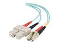 C2G LC-SC 10Gb 50/125 OM3 Duplex Multimode PVC Fiber Optic Cable (LSZH) - Nätverkskabel - SC-läge (multi-mode) (hane) till LC multiläge (hane) - 15 m - 15 m - fiberoptisk - duplex - 50/125 mikron - OM3 - halogenfri - havsblå 85537